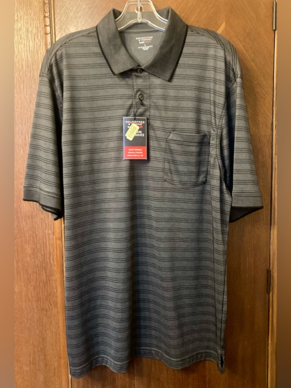 NWT Roundtree & Yorke Travel Smart grey/black polo, sz L